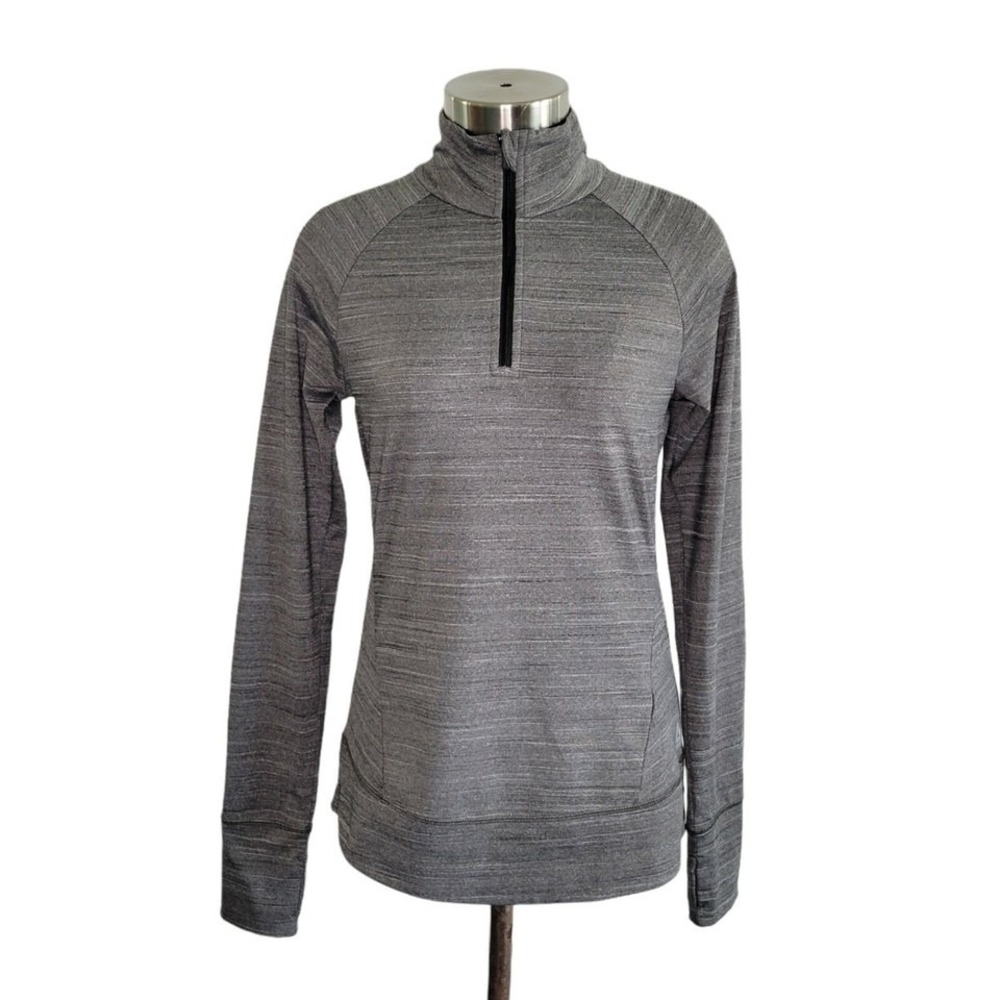 Reebok Women's Size S 1/2 Zip Pullover Running Track Jacket Gray Vented Fitted